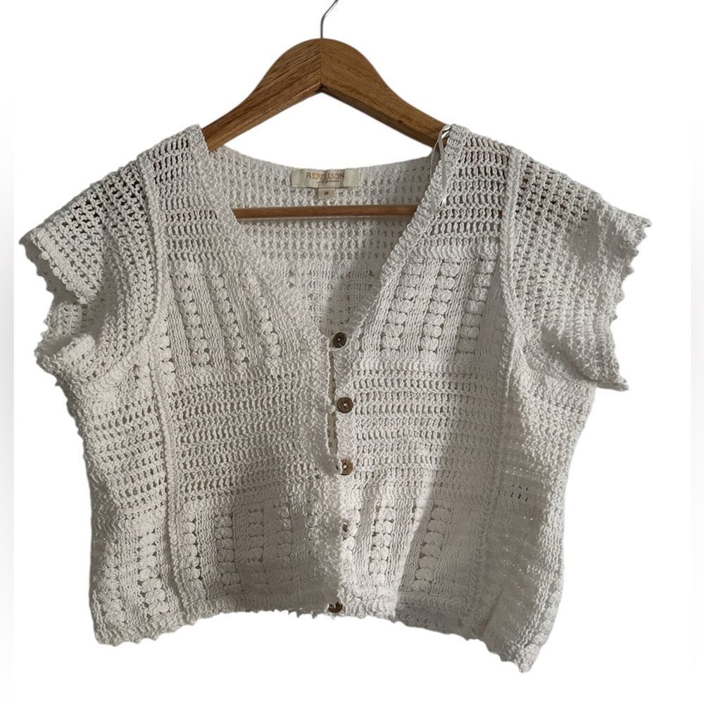 Rebellion White Crochet Crop Top